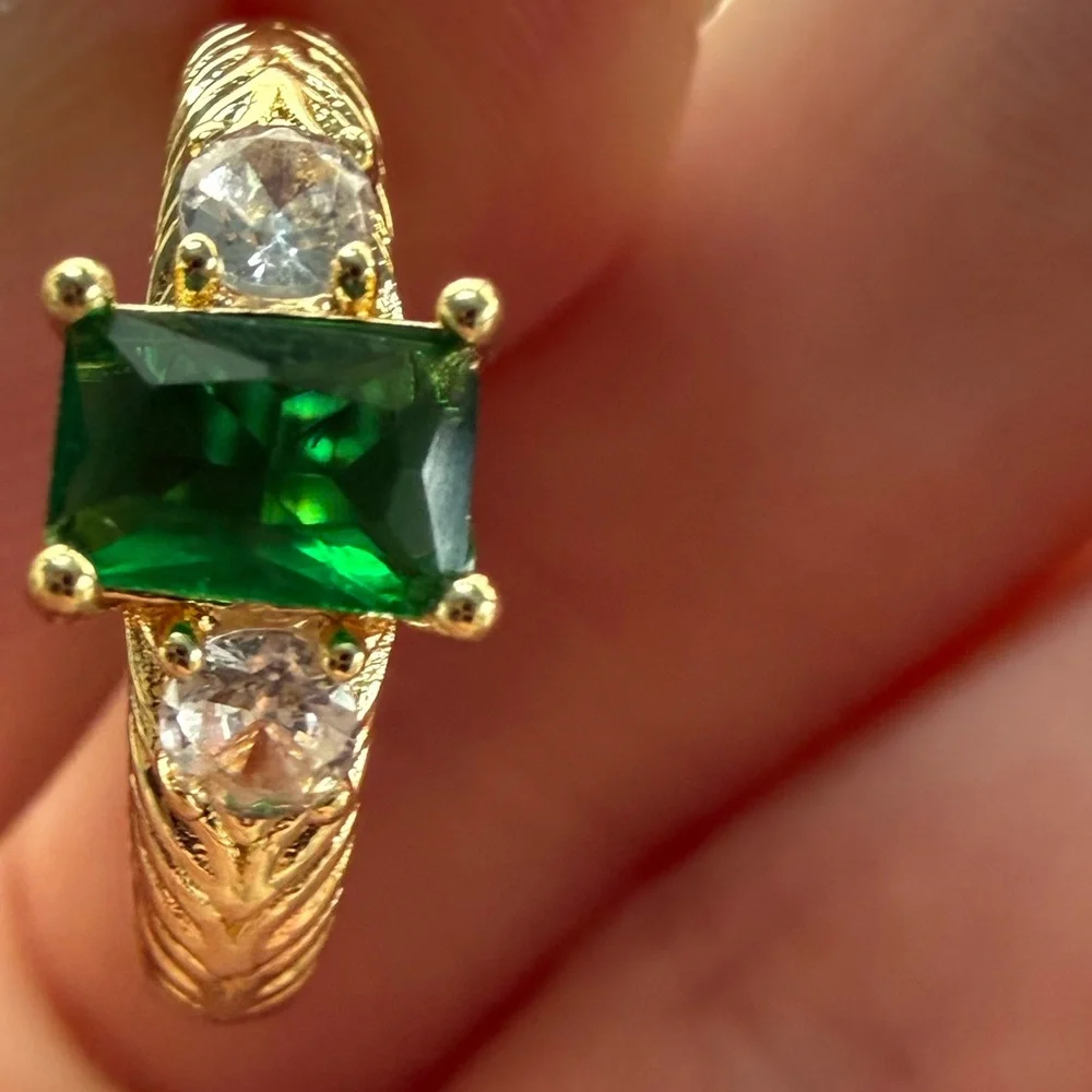 18k GP Yellow Gold Emerald Ring